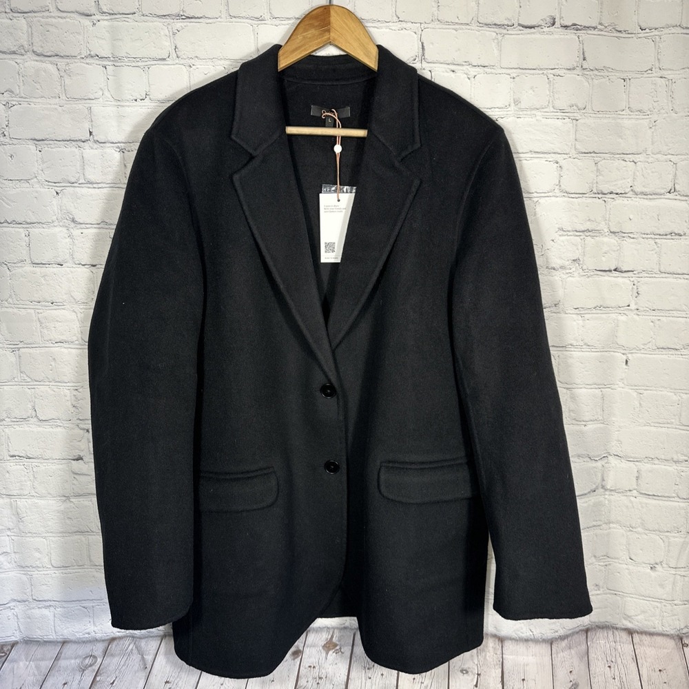 New Quince Double Faced Merino Wool Soft Blazer Black Large Business Professiona